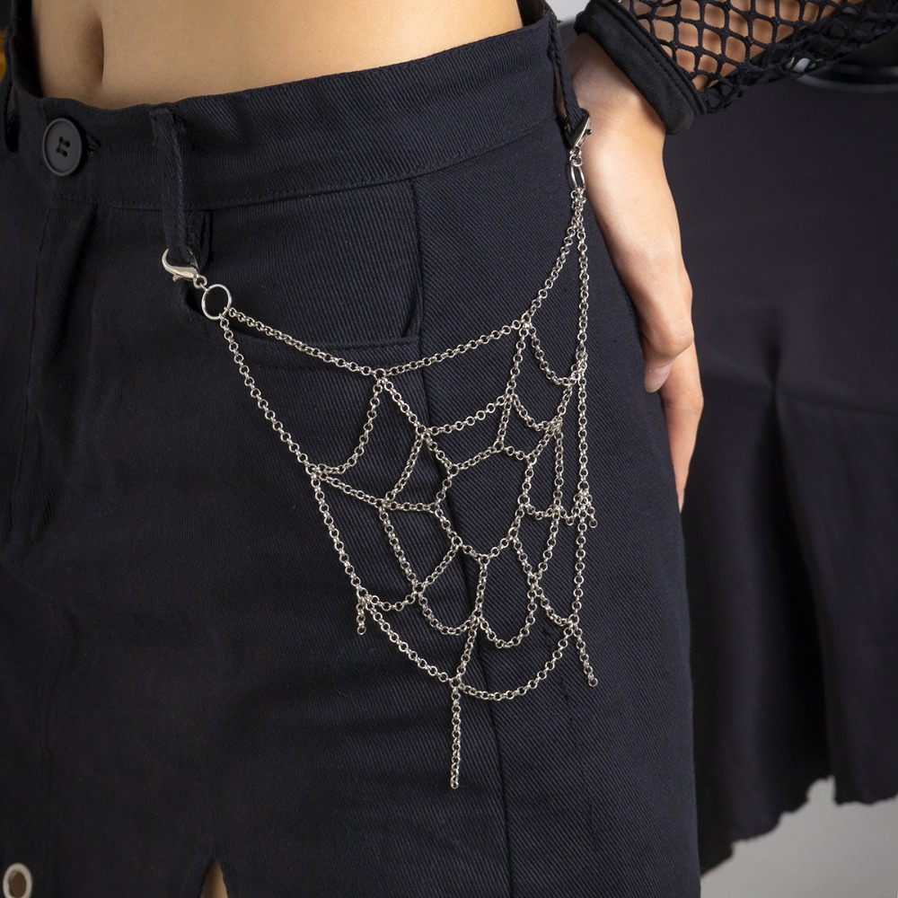 Men Accessories Chain - Gotik Punk Gümüş Renk Örümcek Web
