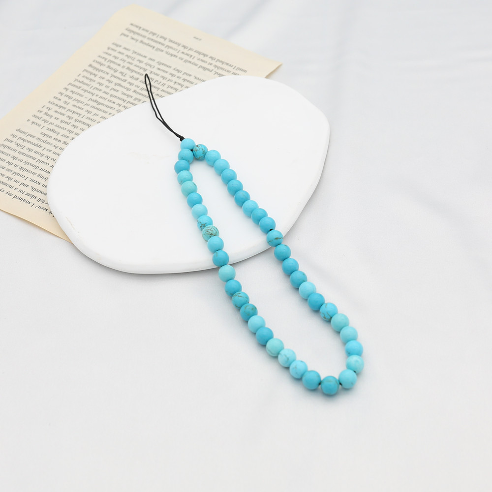 Men Accessories Chain - Kadınlar için 8MM mavi turkuaz boncuklu