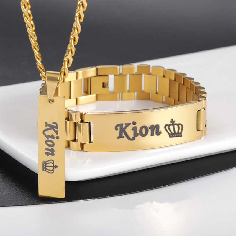 Men Accessories Name - Özel erkekler adı kolye büyük bileklik