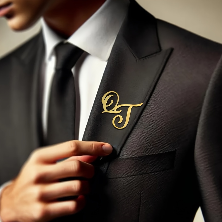 Özel Monogram İlk Adı Paslanma - Men Accessories Brooch incelemesi ve fiyatı